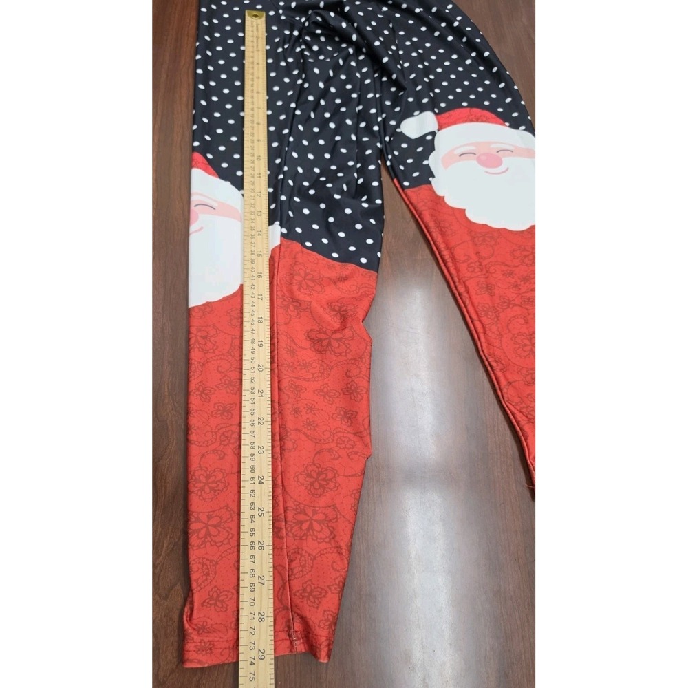 Lily by Firmiana 2XL Black White Polka Dot Santa Leggings Elastic Waist Stretch - Picture 7 of 7